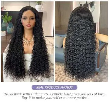 Lemoda 210% Density Full 13x6 Water Wave Lace Frontal Virgin Human Hair Wigs 34Inch Deep Wave 13x6 HD Transparent Full Lace Front Wigs Wet and Wavy Wig Pre Plucked With Baby Hair Bouncy Curl 12A