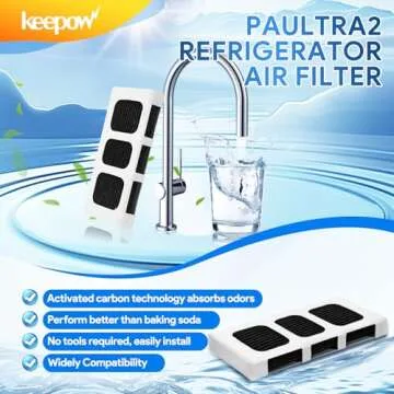 KEEPOW Paultra2 Refrigerator Air Filter Compatible with Frigidaire Pureair Ultra 2, Pure Air Ultra 2, Pureair Ultra ii, Electrolux 242047805, 5303918847, EAP12364179 (4 Pack)