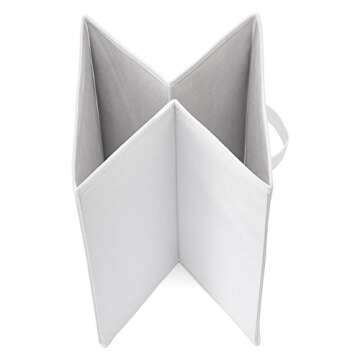 EZOWare Set of 4 Foldable Fabric Basket Bin, 13 x 15 x 13 inch Collapsible Organizer Storage Cube with Handles for Home, Bedroom, Baby Nursery, Office, Kids Playroom - White