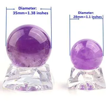 MANIFO Healing Crystal Polished Mineral Ball Sphere Feng Shui Chakra Aura Balance Stone with Acrylic Stand - 35mm Amethyst