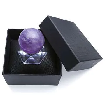 MANIFO Healing Crystal Polished Mineral Ball Sphere Feng Shui Chakra Aura Balance Stone with Acrylic Stand - 35mm Amethyst