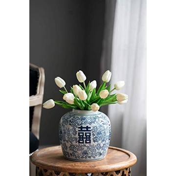 A&B Home Blue and White Ceramic Ginger Jar - Elegant, Multi-Purpose Decor