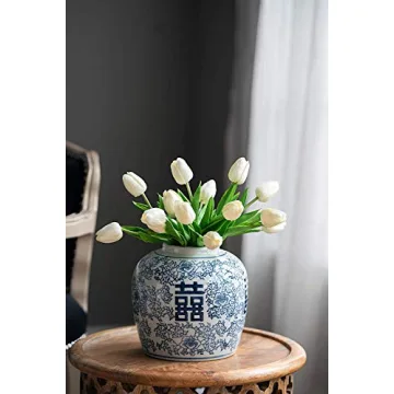 A&B Home Blue and White Ceramic Ginger Jar - Elegant, Multi-Purpose Decor