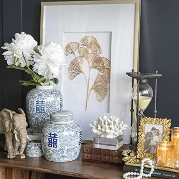 Elegant A&B Home Blue and White Ginger Jar for Decor