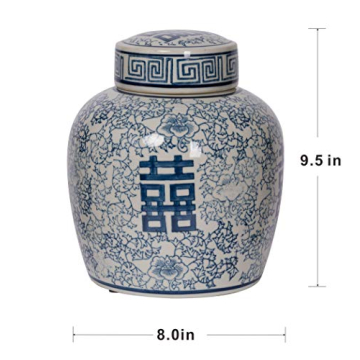 Elegant A&B Home Blue and White Ginger Jar for Decor