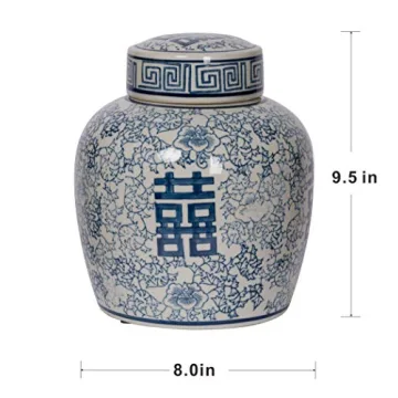 Elegant A&B Home Blue and White Ginger Jar for Decor