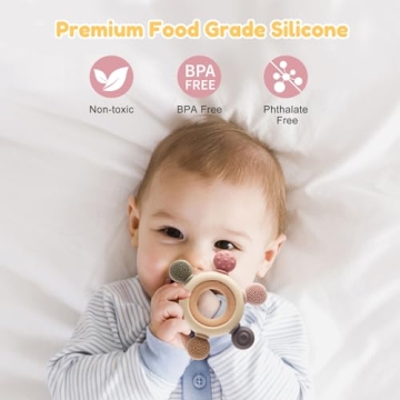 Food Grade Baby Teether for 0-12 Months, BPA Free & Safe