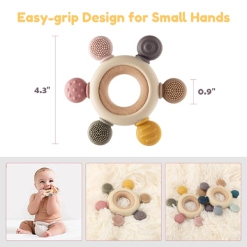 Food Grade Baby Teether for 0-12 Months, BPA Free & Safe