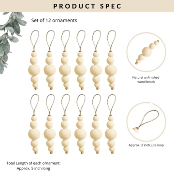 Sage in Thyme Boho Wooden Bead Christmas Ornaments