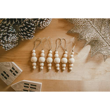 Sage in Thyme Boho Wooden Bead Christmas Ornaments