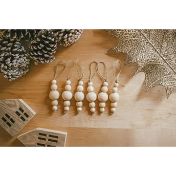 Sage in Thyme Boho Wooden Bead Christmas Ornaments