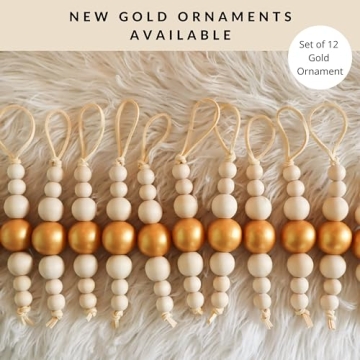 Sage in Thyme Boho Wooden Bead Christmas Ornaments