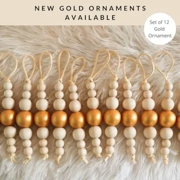 Sage in Thyme Boho Wooden Bead Christmas Ornaments