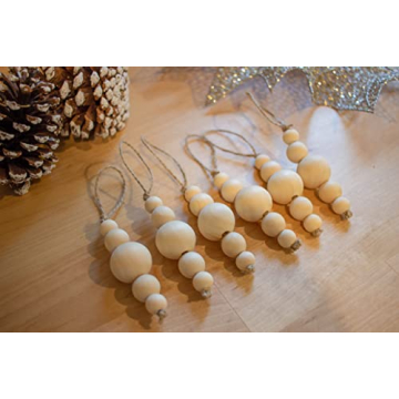 Sage in Thyme Boho Wooden Bead Christmas Ornaments