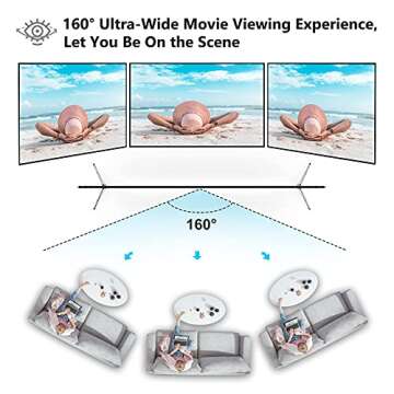 Projector Screen with Stand, Vamvo 120 inch Portable Foldable Projection Screen 16:9 HD 4K Indoor Outdoor Projector Movies Screen with Carrying Bag for Home Theater Camping and Recreational Events