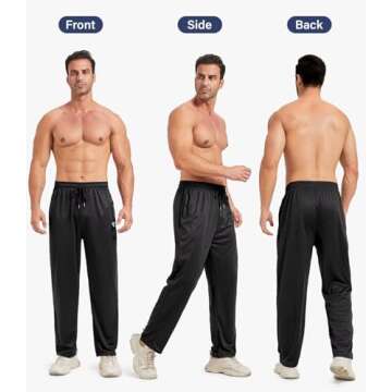 5 Pack Men's Sweatpants - Open Bottom Joggers with Zipper Pockets
