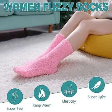 POEATEZO Womens Fuzzy Socks Warm Fluffy Socks Cozy Slipper Socks Microfiber Soft Sleep Winter Christmas Socks (5 Pairs Mixed color B)
