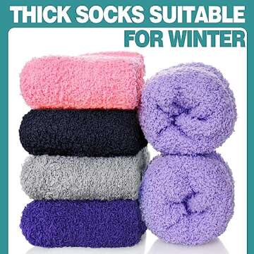 POEATEZO Womens Fuzzy Socks Warm Fluffy Socks Cozy Slipper Socks Microfiber Soft Sleep Winter Christmas Socks (5 Pairs Mixed color B)