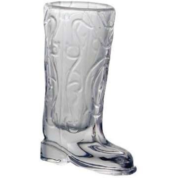 Circleware Kickback Whiskey Shot Glasses Funny Cowboy Boots, Set of 6 Heavy Base Entertainment Beverage Drinking Glassware for Liquor and Bar Barrel Dining Decor, 1.5 oz, Clear