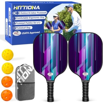 Pickleball Paddles Set of 2 - Fiberglass Pickleball Paddles for Beginners, USAPA Approved Pickle Bal...