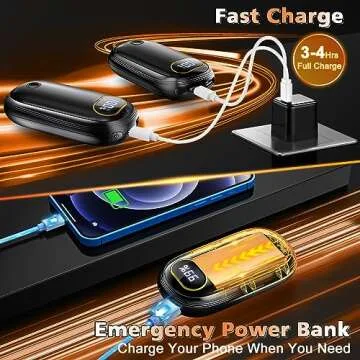 Hand Warmers Rechargeable - 14000mAh Electric Hand Warmers Rechargeable 2 Pack Heat Up to 131℉ with 18Hrs Warmth, Reusable Electronic Portable Pocket Heater for Women Man Golf Raynauds Camping