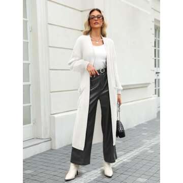 LILLUSORY Womens Long Cardigan Sweater Plus Size Oversized Chunky Ribbed Cable Knit Cozy Fall Coat O...