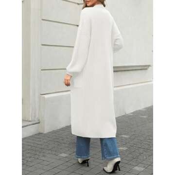 LILLUSORY Womens Long Cardigan Sweater Plus Size Oversized Chunky Ribbed Cable Knit Cozy Fall Coat Outfit Clothes Fashion Trendy 2024 Winter White XL