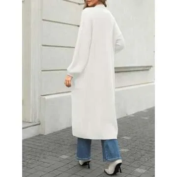 LILLUSORY Womens Long Cardigan Sweater Plus Size Oversized Chunky Ribbed Cable Knit Cozy Fall Coat Outfit Clothes Fashion Trendy 2024 Winter White XL