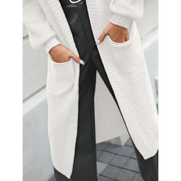 LILLUSORY Womens Long Cardigan Sweater Plus Size Oversized Chunky Ribbed Cable Knit Cozy Fall Coat Outfit Clothes Fashion Trendy 2024 Winter White XL