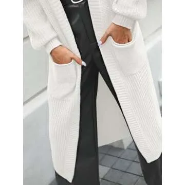 LILLUSORY Womens Long Cardigan Sweater Plus Size Oversized Chunky Ribbed Cable Knit Cozy Fall Coat Outfit Clothes Fashion Trendy 2024 Winter White XL
