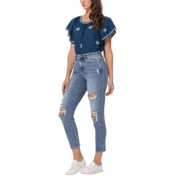 Judy Blue High Rise Destroyed Slim Fit (30) Blue