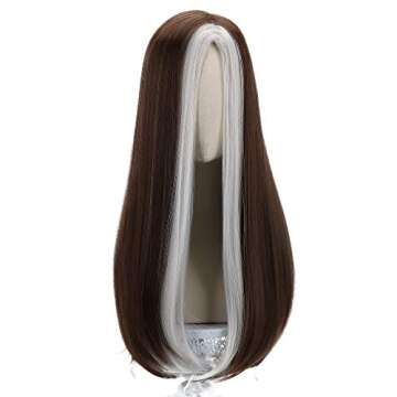 PARTY ZONE Long Straight Cosplay Wig for Women-Anime Full Head Synthetic Role Play Hair Funny Wigs f...