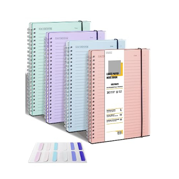 OWSC 4 Pack Lined Spiral Notebooks - Ideal for Work, School & Journaling