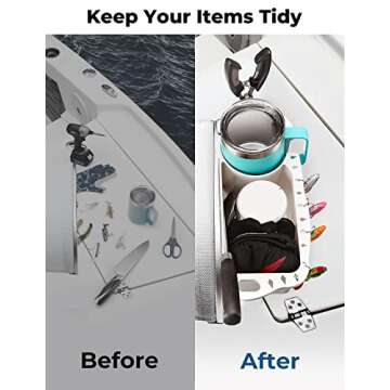 KEMIMOTO Boat Caddy Organizer, Marine Cup Holder Universal Fit for Bass Boat Kayak Pontoon Jon Boat Fishing Caddy Cabin Storage