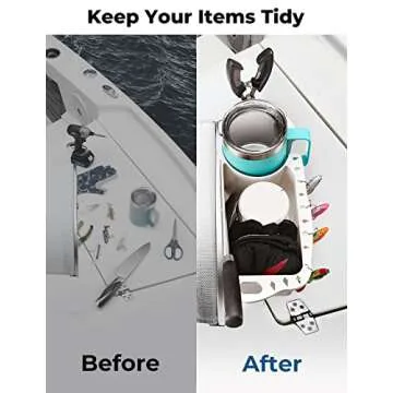 KEMIMOTO Boat Caddy Organizer, Marine Cup Holder Universal Fit for Bass Boat Kayak Pontoon Jon Boat Fishing Caddy Cabin Storage