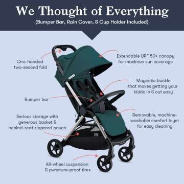 Lightweight Easy Fold Toddler Stroller with Cupholder