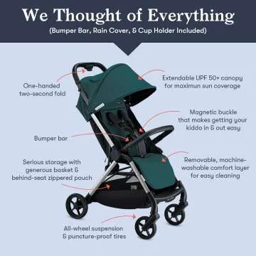 Lightweight Easy Fold Toddler Stroller with Cupholder