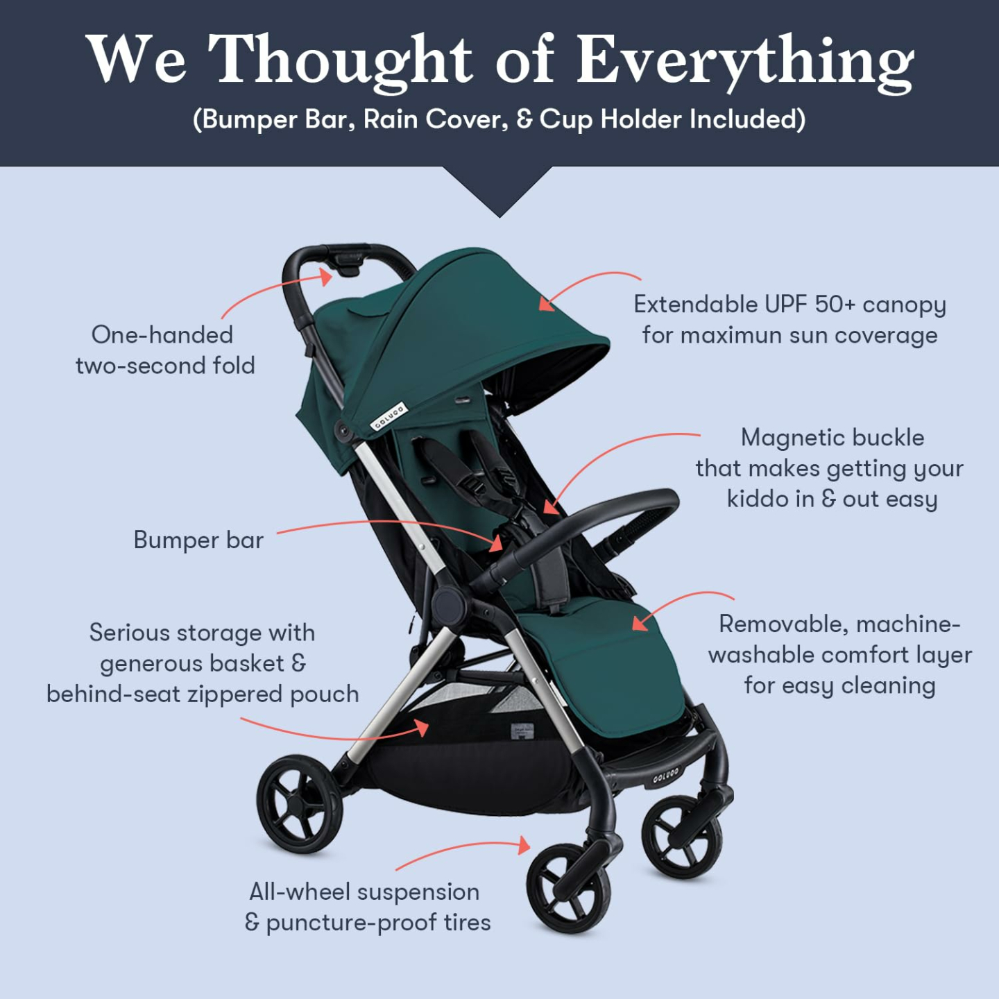 Lightweight Easy Fold Toddler Stroller with Cupholder