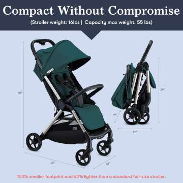Lightweight Easy Fold Toddler Stroller with Cupholder
