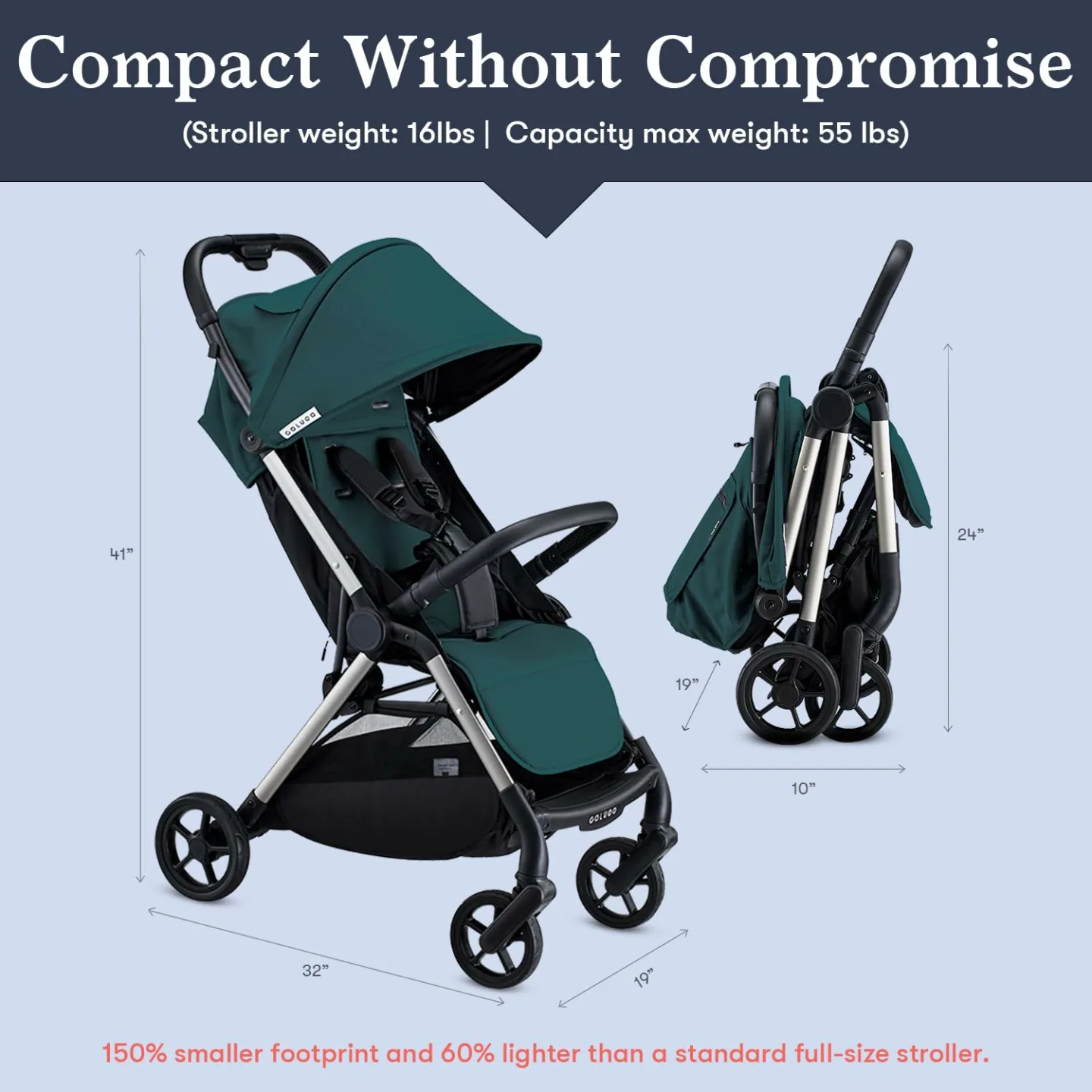 Lightweight Easy Fold Toddler Stroller with Cupholder