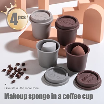 BS-MALL Colorful Makeup Sponge Set with Coffee Cup Packaging