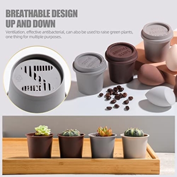 BS-MALL Colorful Makeup Sponge Set with Coffee Cup Packaging