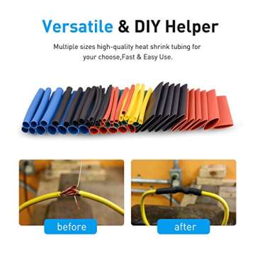Nilight - 50005R Heat Shrink 2:1 Electric Insulation Tube Kit 45mm Flame Retardant Wrap Cable Sleeve 560pcs 5 Colors 12 Sizes with Storage Box，2 Years Warranty
