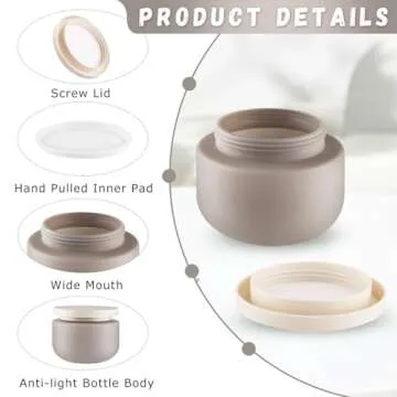 DynnnDy 6 Pcs 250ml/8oz Matte Grey Plastic Cream Jars with 6 Spatulas Empty Refillable Facial Scrub Bottles Travel Size Cosmetic Containers for Powders Lotion Pills Jewelry Toiletries