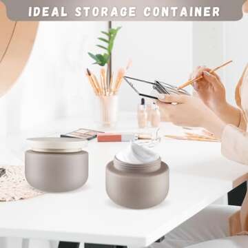 DynnnDy 6 Pcs 250ml/8oz Matte Grey Plastic Cream Jars with 6 Spatulas Empty Refillable Facial Scrub Bottles Travel Size Cosmetic Containers for Powders Lotion Pills Jewelry Toiletries