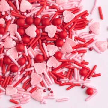 Sweets Indeed Heart Sprinkle Mix Perfect for Cake Decorations Baking Ice Cream Cookies Cupcake Topper 4 ounces
