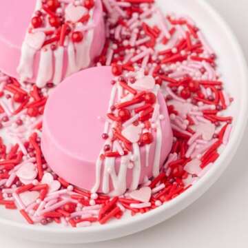 Sweets Indeed Heart Sprinkle Mix Perfect for Cake Decorations Baking Ice Cream Cookies Cupcake Topper 4 ounces