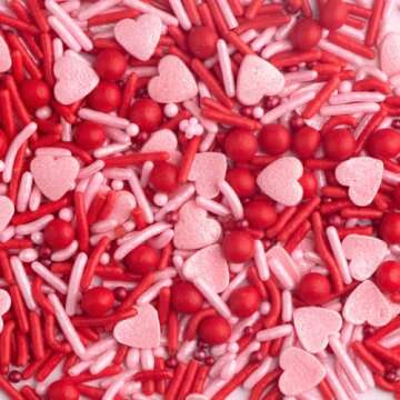 Sweets Indeed Heart Sprinkle Mix Perfect for Cake Decorations Baking Ice Cream Cookies Cupcake Topper 4 ounces