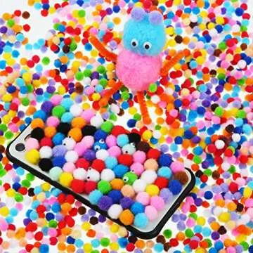Shappy 2000 Pieces 6 mm Pom Poms Christmas for Craft Making, Christmas Holiday Costume Pom Balls Hobby Supplies and DIY Creative Crafts Decorations (Multicolored)