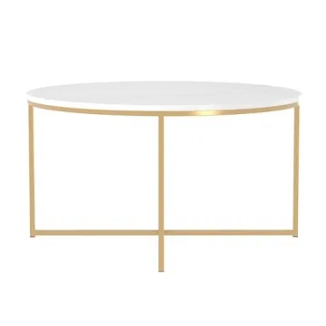 Modern Glam Faux White Marble Coffee Table 36 Inch